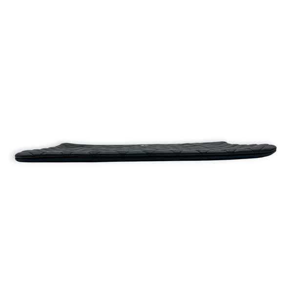 O Case Black Clutch in Caviar Leather, Light Gold hardware
