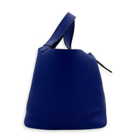 Picotin 18 Bleu Electrique Top Handle Bag in Clemence, Gold hardware