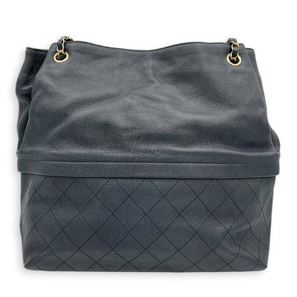 Zip & Carry Tote Bag Large Black in Calfskin, Silver hardware