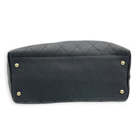 Zip & Carry Tote Bag Large Black in Calfskin, Silver hardware