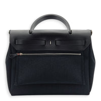 Herbag 31 Black Top Handle Bag in Canvas, Palladium hardware