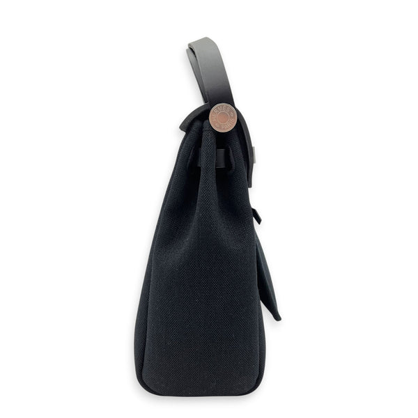 Herbag 31 Black Top Handle Bag in Canvas, Palladium hardware