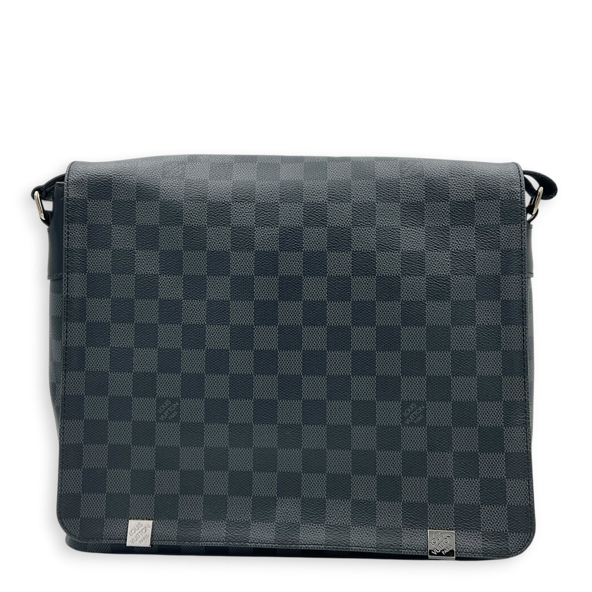 District Shoulder Bag Black in Coated Canvas, Silver hardware