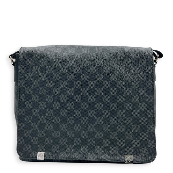 District Shoulder Bag Black in Coated Canvas, Silver hardware