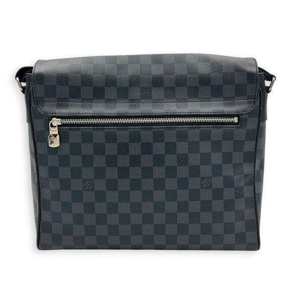 District Shoulder Bag Black in Coated Canvas, Silver hardware