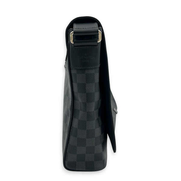 District Shoulder Bag Black in Coated Canvas, Silver hardware