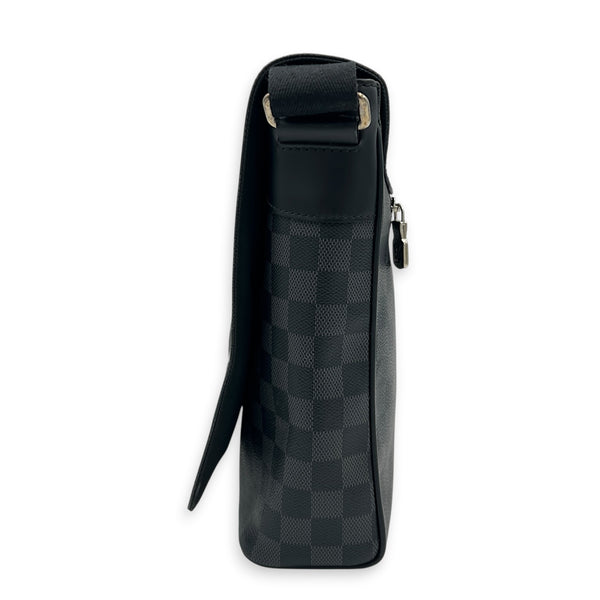 District Shoulder Bag Black in Coated Canvas, Silver hardware
