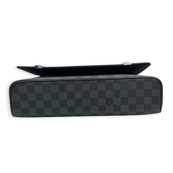 District Shoulder Bag Black in Coated Canvas, Silver hardware