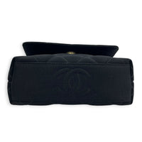 Vintage Camelia Black Shoulder Bag in Satin, Gold hardware
