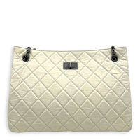 2.55 Tote Bag White in Distressed Leather, Gunmetal hardware
