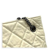 2.55 Tote Bag White in Distressed Leather, Gunmetal hardware