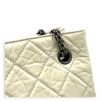 2.55 Tote Bag White in Distressed Leather, Gunmetal hardware