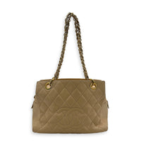 PTT Beige Tote Bag in Caviar Leather, Gold hardware