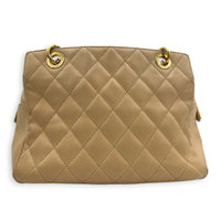 PTT Beige Tote Bag in Caviar Leather, Gold hardware