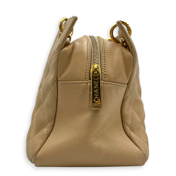 PTT Beige Tote Bag in Caviar Leather, Gold hardware