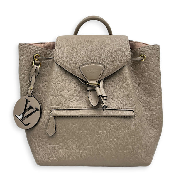 Montsouris Backpack Beige in Monogram Empreinte Leather, Gold hardware