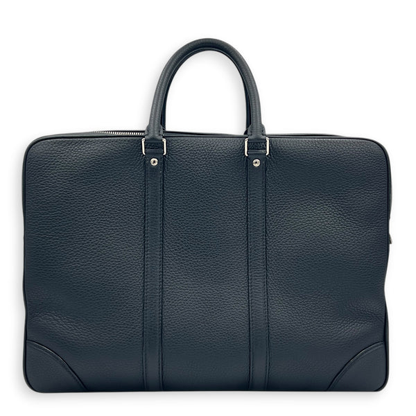 Porte-Document Messenger Noir in Taurillon Leather, Silver hardware
