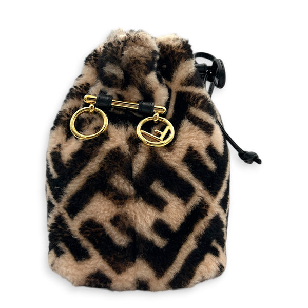 Mon Tresor Bucket Bag Multi-colour in Natural Fur, Gold hardware
