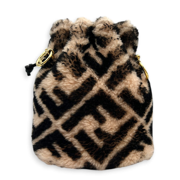 Mon Tresor Bucket Bag Multi-colour in Natural Fur, Gold hardware