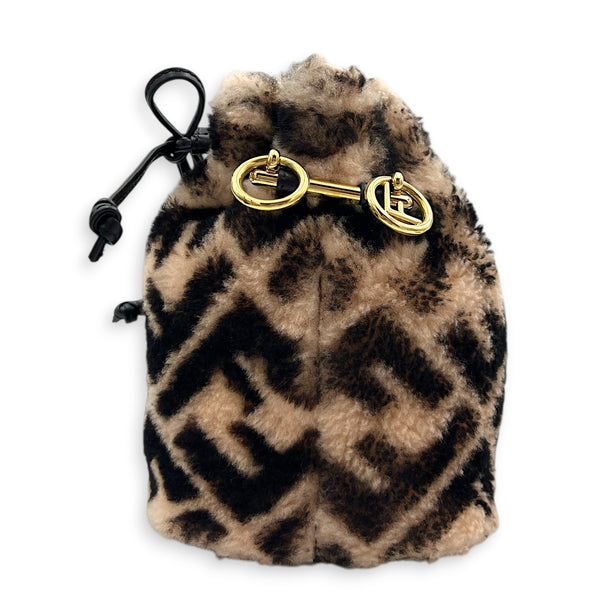 Mon Tresor Bucket Bag Multi-colour in Natural Fur, Gold hardware