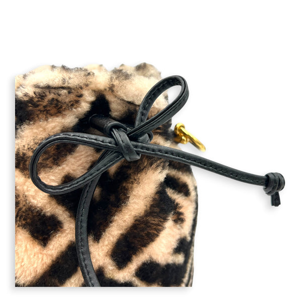 Mon Tresor Bucket Bag Multi-colour in Natural Fur, Gold hardware