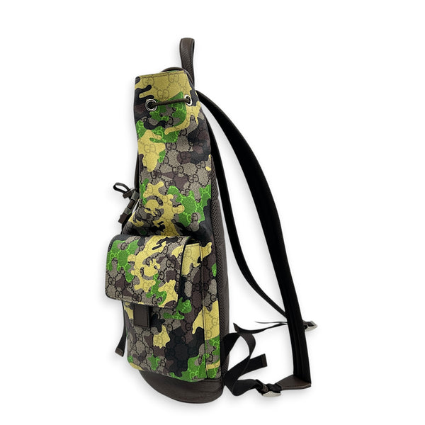GG Camouflage Backpack Large Multi-colour in Coated Canvas, Gold hardware