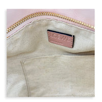 Puzzle Top Handle Bag Small Pink in Suede Leather, Gold hardware