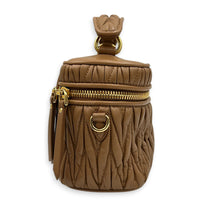 Matelassé Vanity Bag Brown in Lambskin, Gold hardware