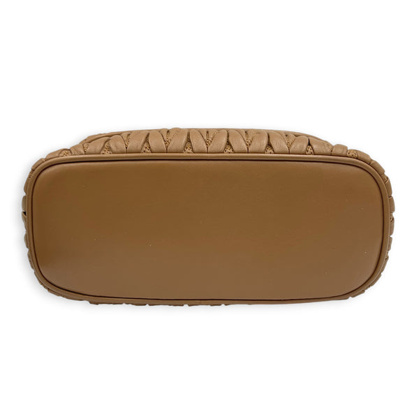 Matelassé Vanity Bag Brown in Lambskin, Gold hardware