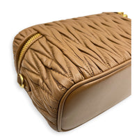 Matelassé Vanity Bag Brown in Lambskin, Gold hardware