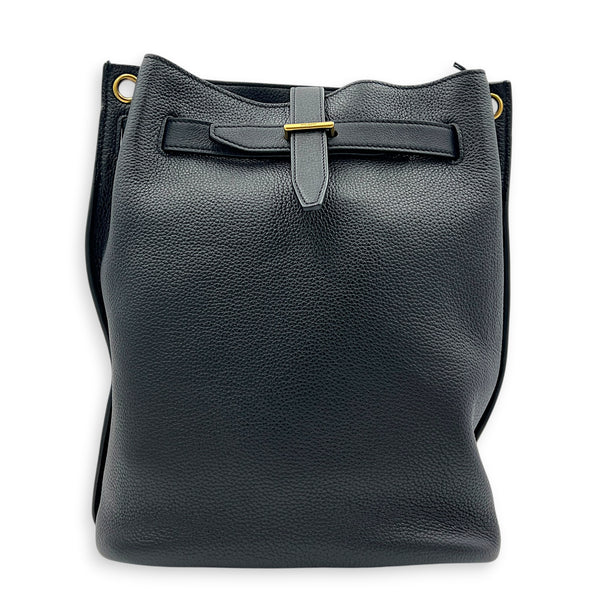 Boucle Bucket Bag Black in Calfskin, Gold hardware