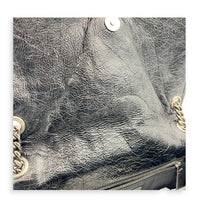 Niki Medium Black Shoulder Bag in Distressed Leather, Gunmetal hardware