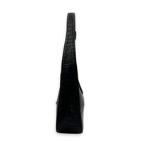 Le 5 A 7 Shoulder Bag Black in Crocodile Embossed Calfskin, Gold hardware
