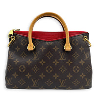 Pallas Brown Top Handle Bag in Monogram Coated Canvas, Gold hardware