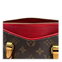 Pallas Brown Top Handle Bag in Monogram Coated Canvas, Gold hardware