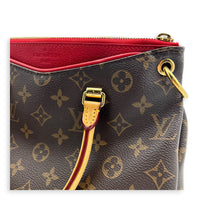 Pallas Brown Top Handle Bag in Monogram Coated Canvas, Gold hardware