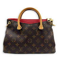 Pallas Brown Top Handle Bag in Monogram Coated Canvas, Gold hardware