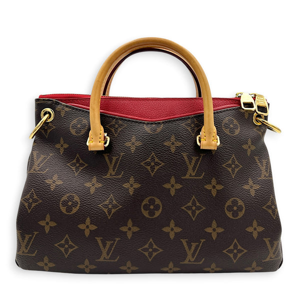 Pallas Brown Top Handle Bag in Monogram Coated Canvas, Gold hardware