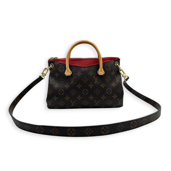 Pallas Brown Top Handle Bag in Monogram Coated Canvas, Gold hardware
