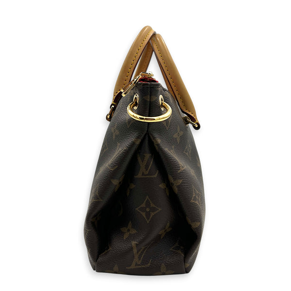 Pallas Brown Top Handle Bag in Monogram Coated Canvas, Gold hardware
