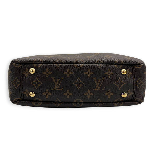 Pallas Brown Top Handle Bag in Monogram Coated Canvas, Gold hardware