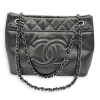 Timeless CC Tote Bag Silver in Caviar Leather, Silver hardware