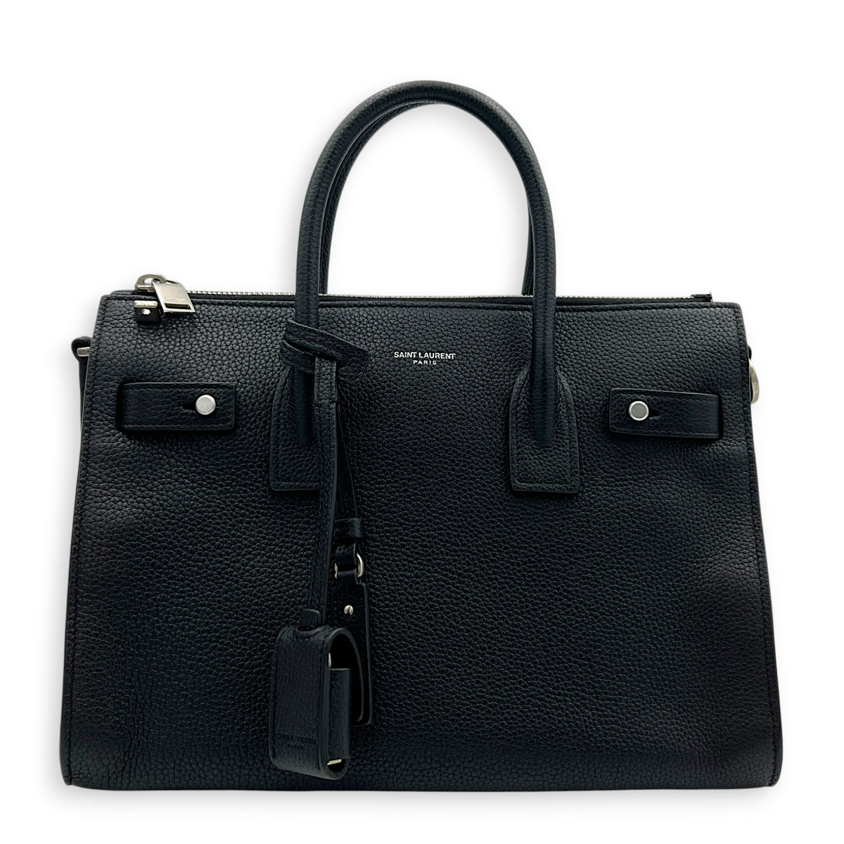Sac de Jour Top Handle Bag Nano  Noir in Calfskin, Silver hardware