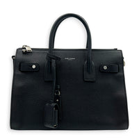Sac de Jour Top Handle Bag Nano  Noir in Calfskin, Silver hardware