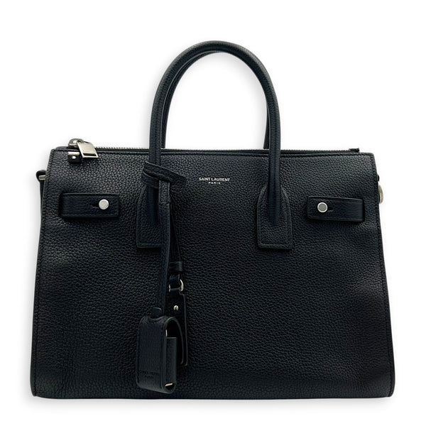 Sac de Jour Top Handle Bag Nano  Noir in Calfskin, Silver hardware