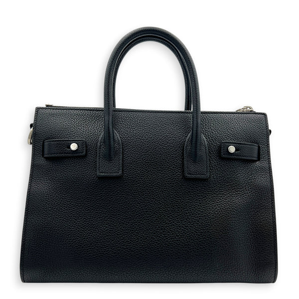 Sac de Jour Top Handle Bag Nano  Noir in Calfskin, Silver hardware