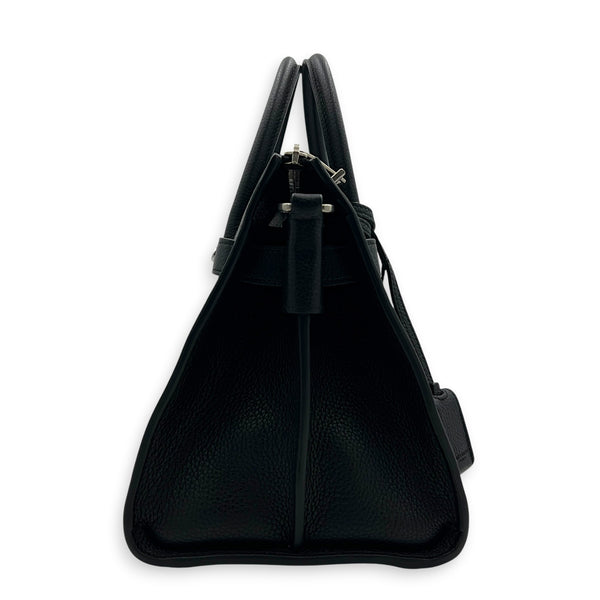 Sac de Jour Top Handle Bag Nano  Noir in Calfskin, Silver hardware