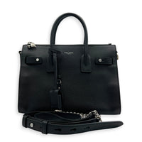 Sac de Jour Top Handle Bag Nano  Noir in Calfskin, Silver hardware