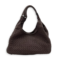 Campana Shoulder Bag Purple in Intrecciato Leather, Ruthenium hardware