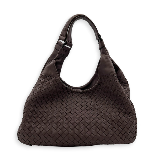 Campana Shoulder Bag Purple in Intrecciato Leather, Ruthenium hardware